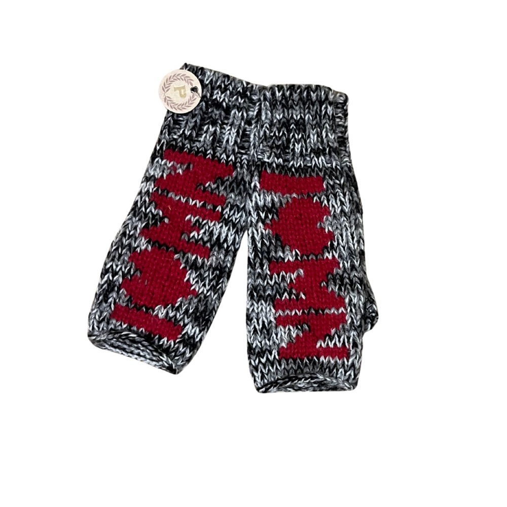 Red and Black Knit Fingerless Gloves